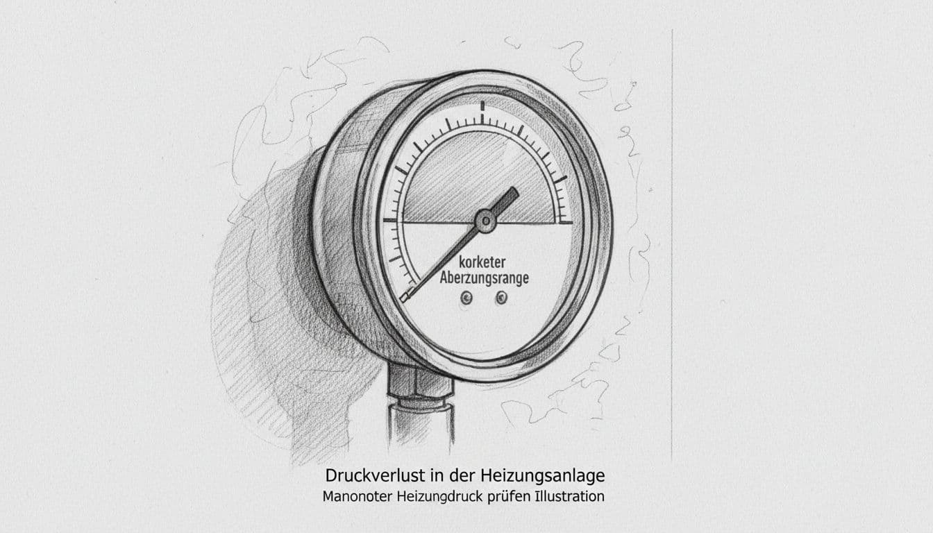 A graphite sketch of a round boiler pressure gauge with the needle pointing to the safe zone.