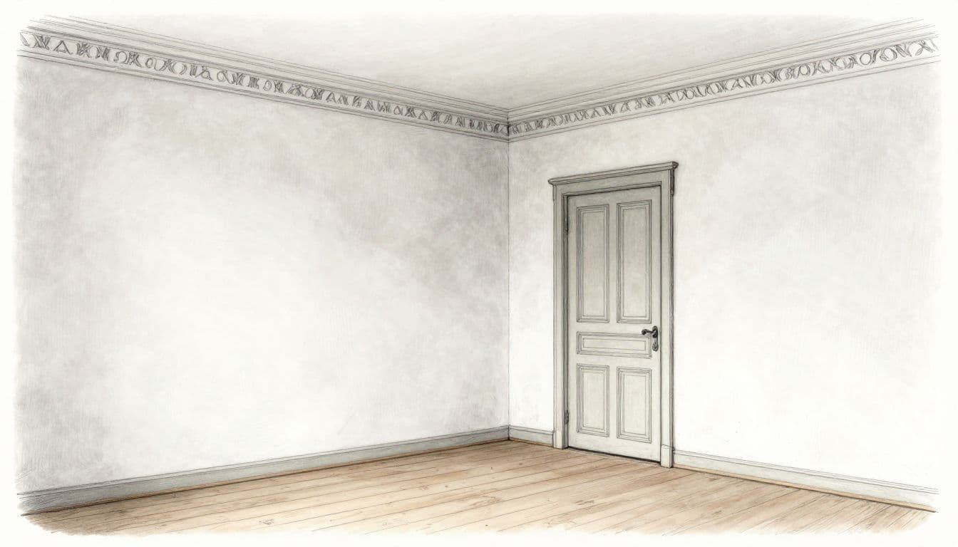 Aufgeschnittene Altbauansicht mit gedämmter Wand, Decke und verstärkter Innentür.
